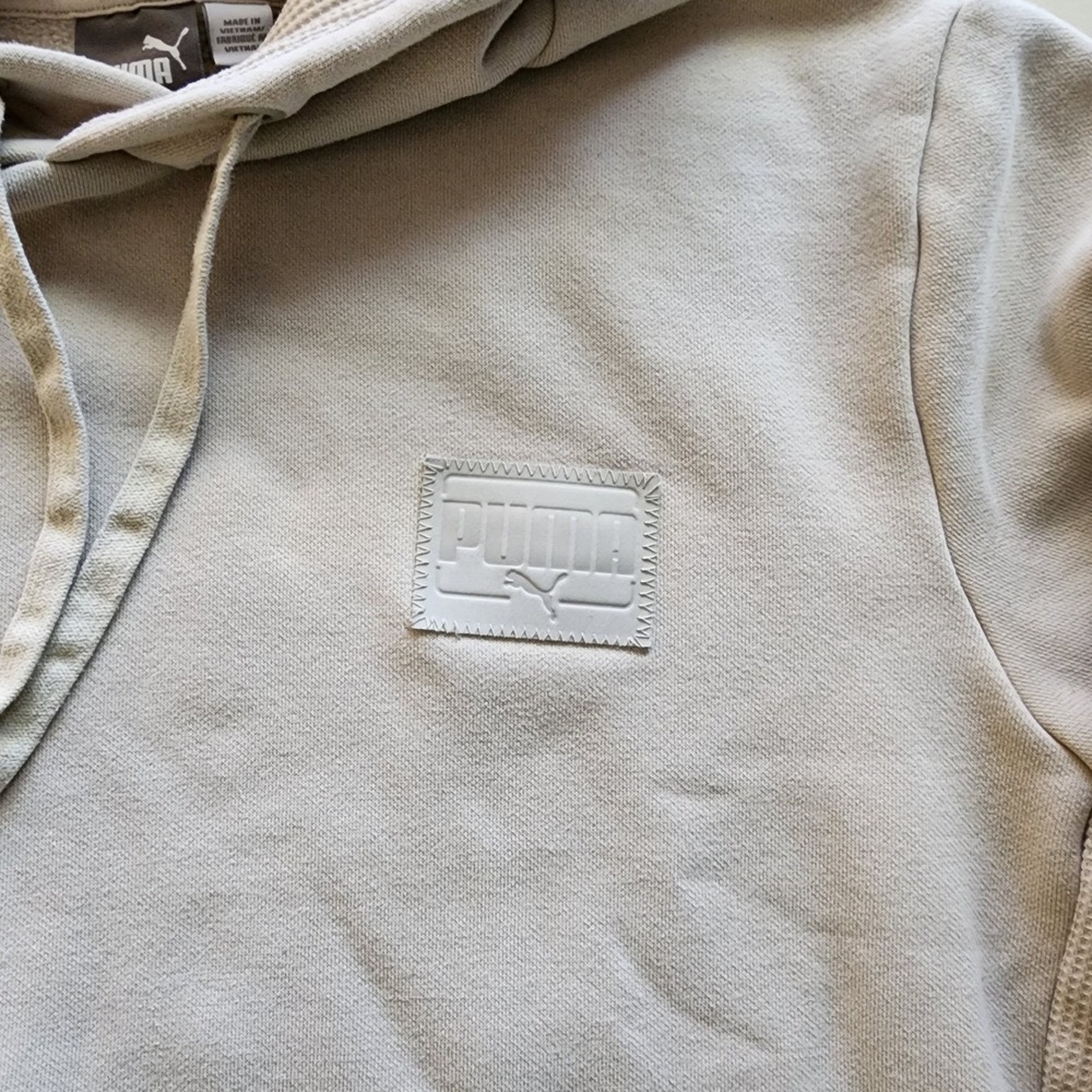 Puma Kids Beige Logo Hoodie Sweatshirt Casual Comfort Size M‎